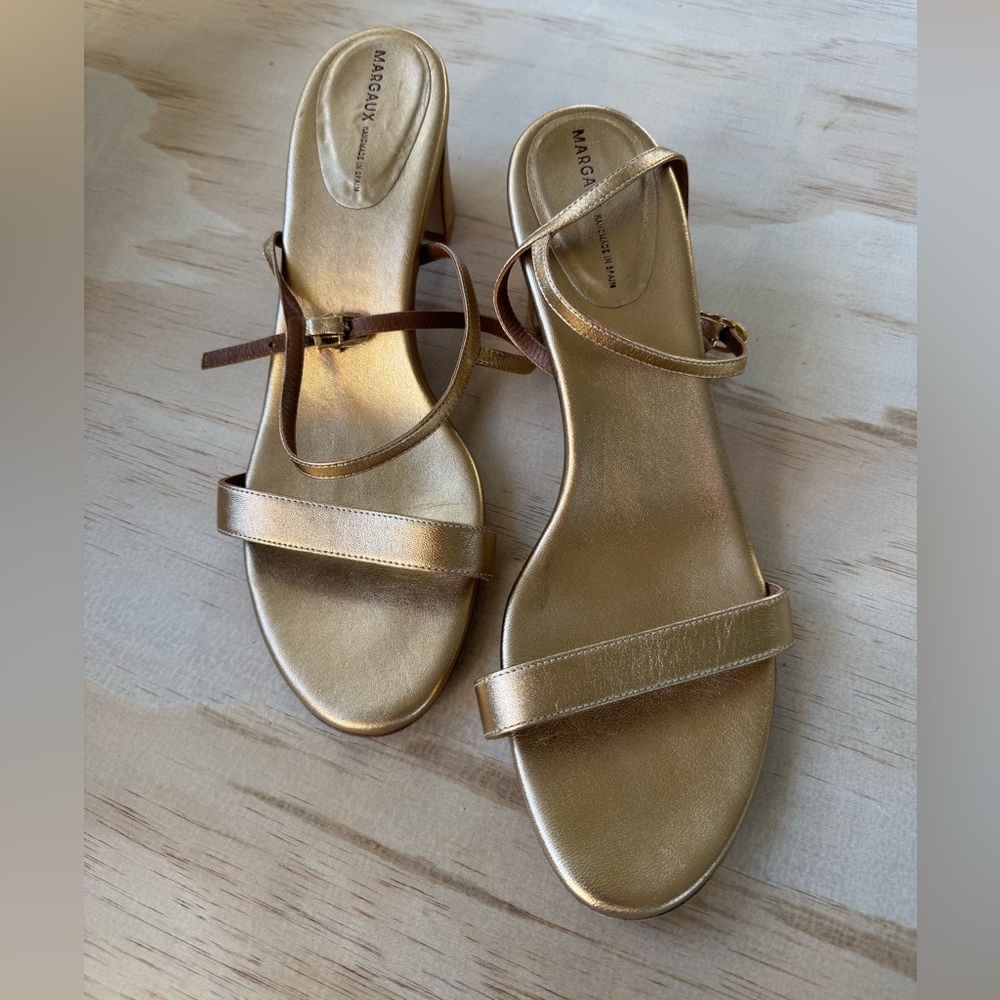 MARGAUX Metallic Gold Sandals Size 42